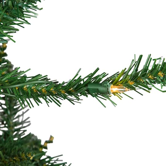 Northlight 9ft. Pre-Lit Green Twin Falls Pine Artificial Christmas Tree, Clear Mini Incandescent Lights